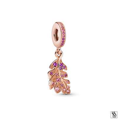 Rose Gold Gemstone Leaf Pendant Necklace