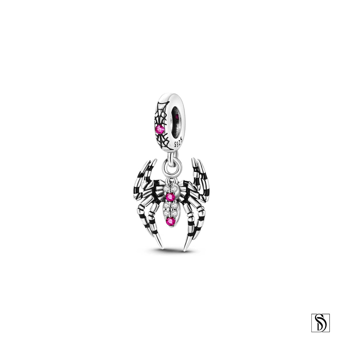 Pink Gem Spider Pendant Necklace