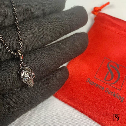 Black Skull Gemstone Pendant Necklace