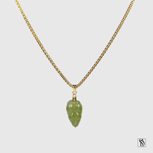 Certified Jade Leaf Pendant Necklace