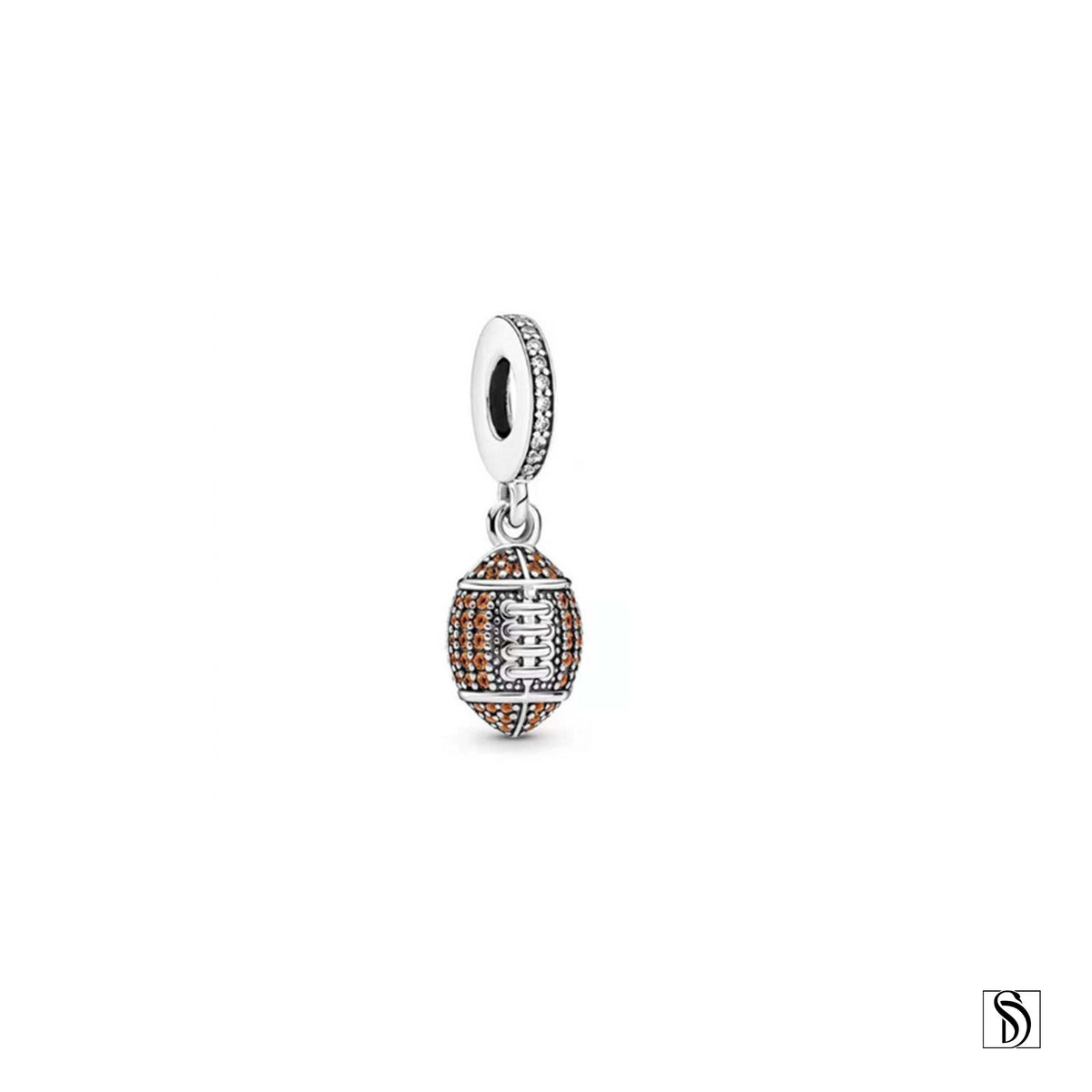 Silver American Football Pendant Necklace