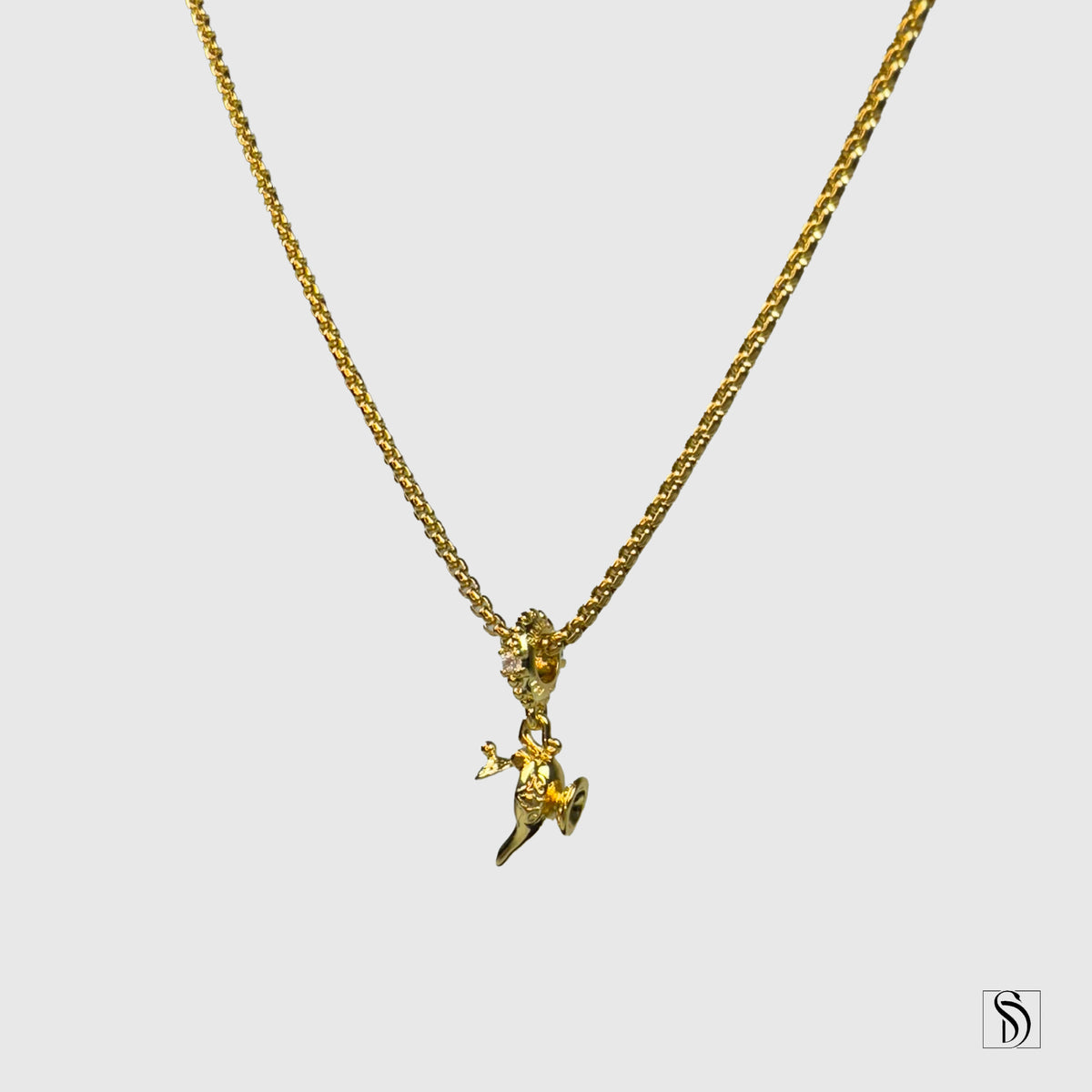 Gold Aladdin Inspired Genie Lamp Pendant Necklace