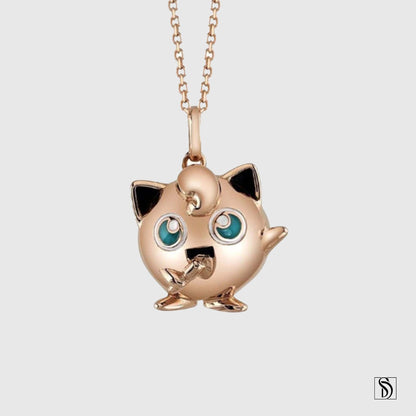 Rose Gold Jigglypuff Pendant Necklace