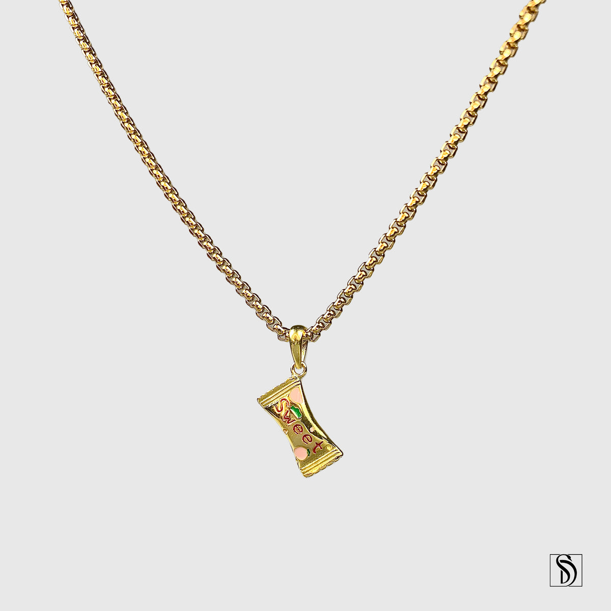 Gold Sweet Treat Candy Pendant Necklace