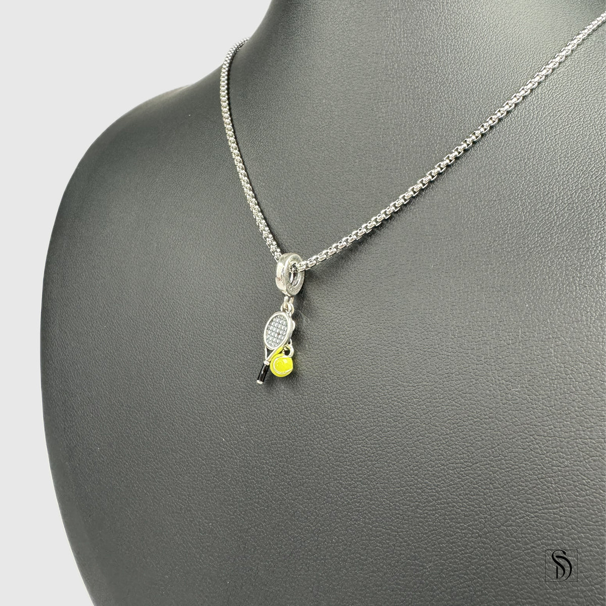Tennis Ball Racket Pendant Necklace