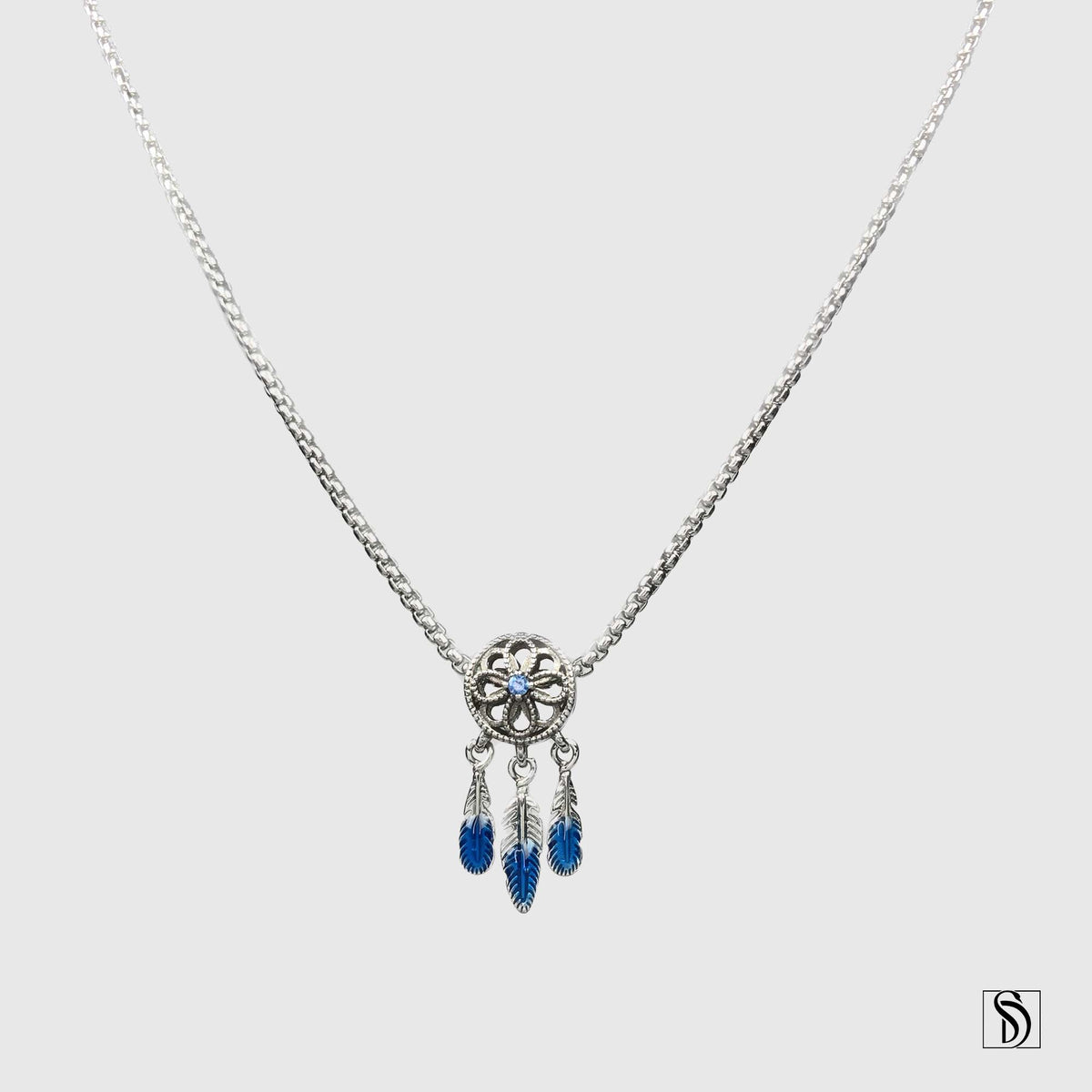 Blue Dream Catcher Pendant Necklace