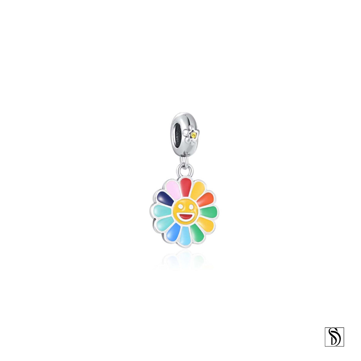 Rainbow Smiley Face Emoji Sunflower Necklace