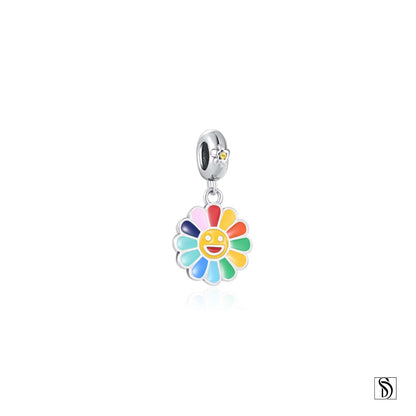 Rainbow Smiley Face Emoji Sunflower Necklace