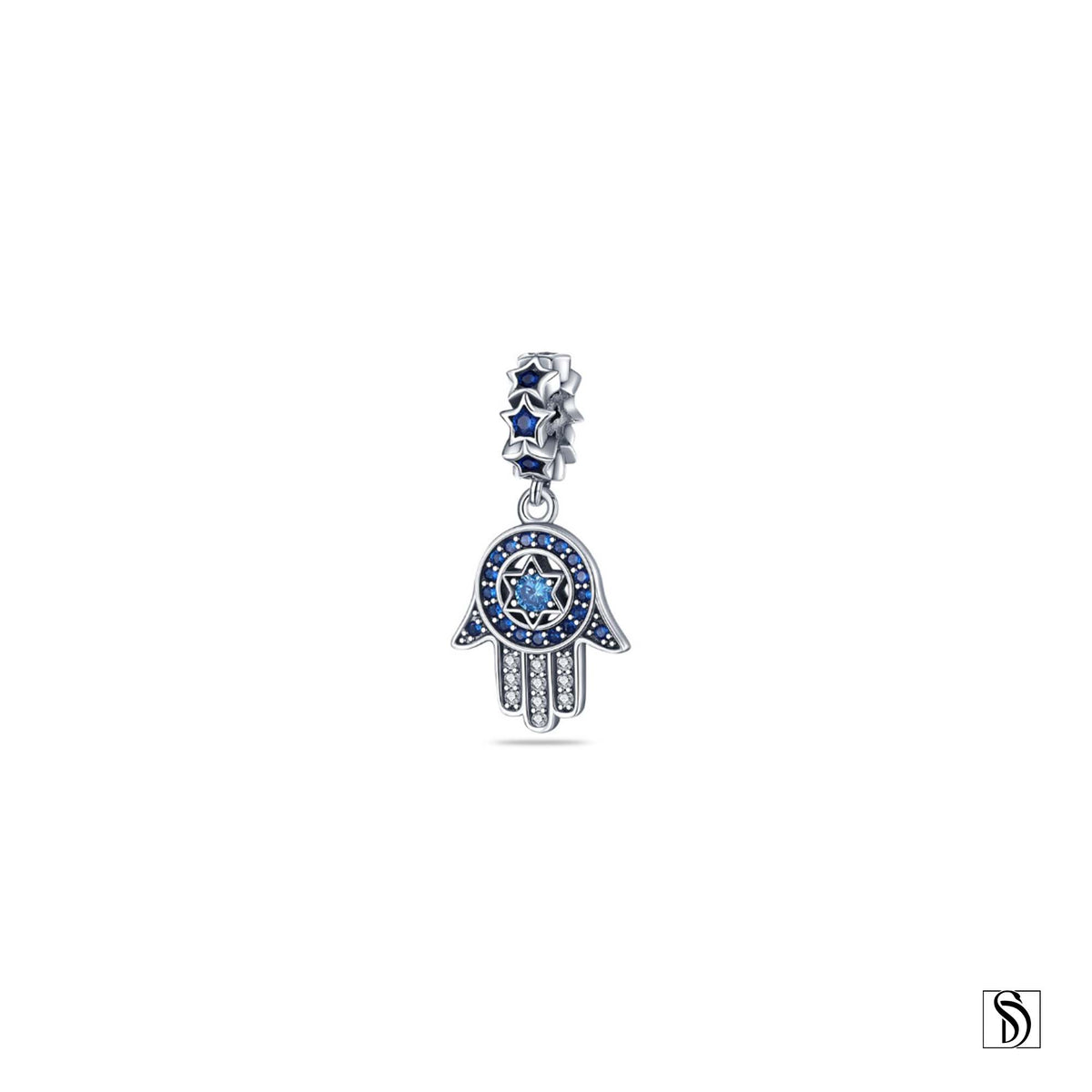 Silver Hamsa Star Of David Necklace
