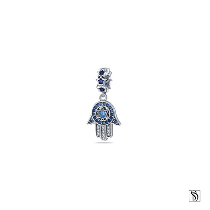 Silver Hamsa Star Of David Necklace