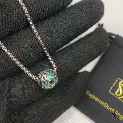 Lucky Four Leaf Clover Green Gem Necklace