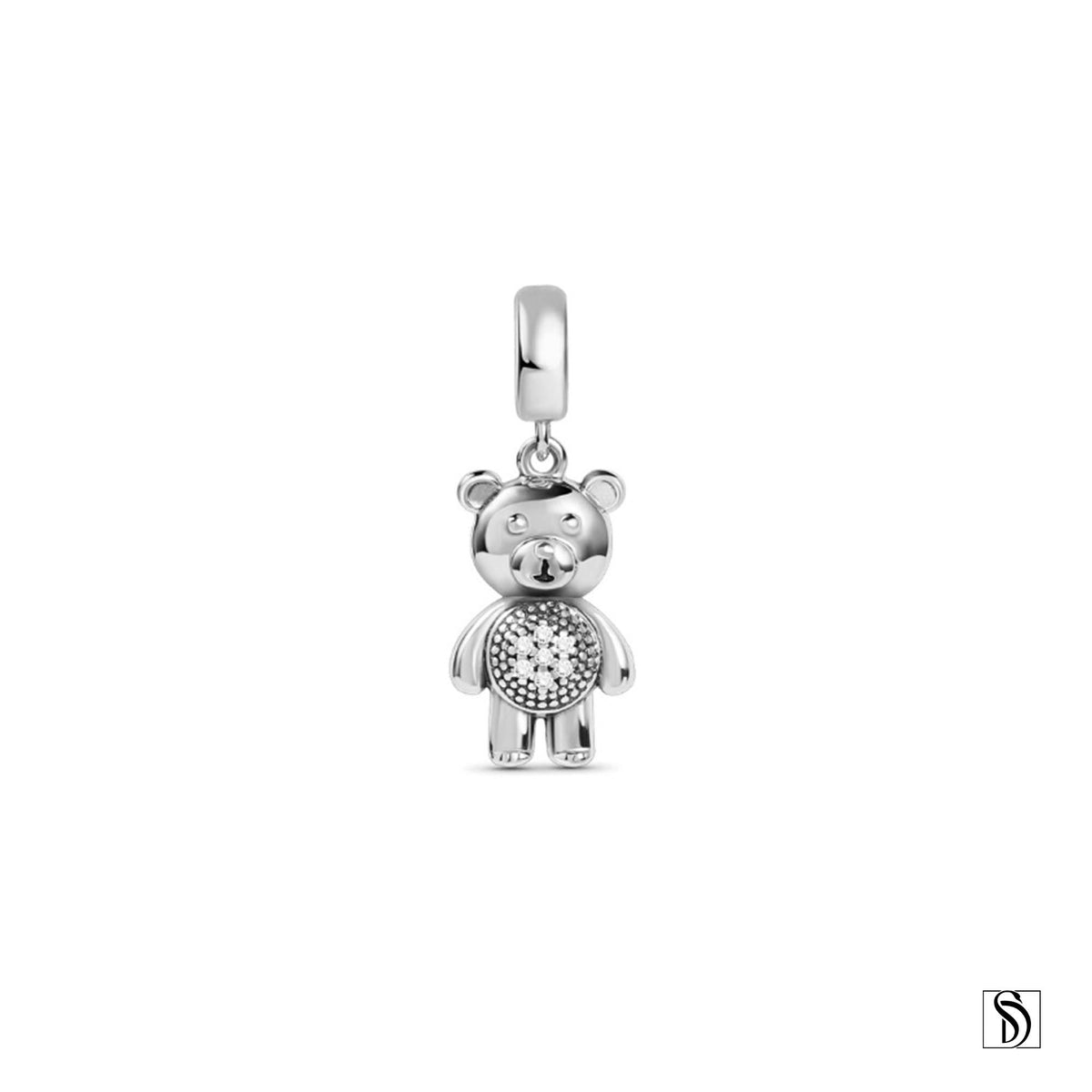 Silver Teddy Bear Pendant Necklace