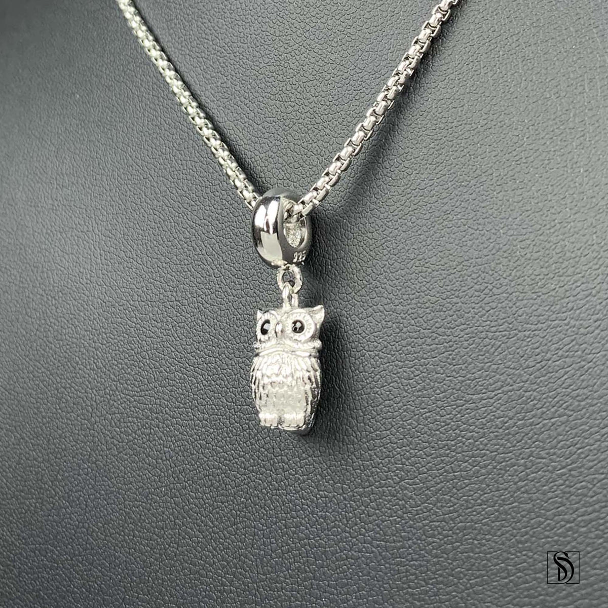 Wisdom Owl Black Gemstone Pendant Necklace