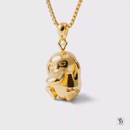 Gold Psyduck Pokemon Pokemon Pendant Necklace
