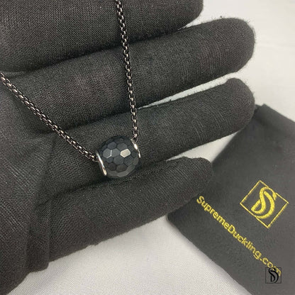 Black Crystal Bead Charm Necklace