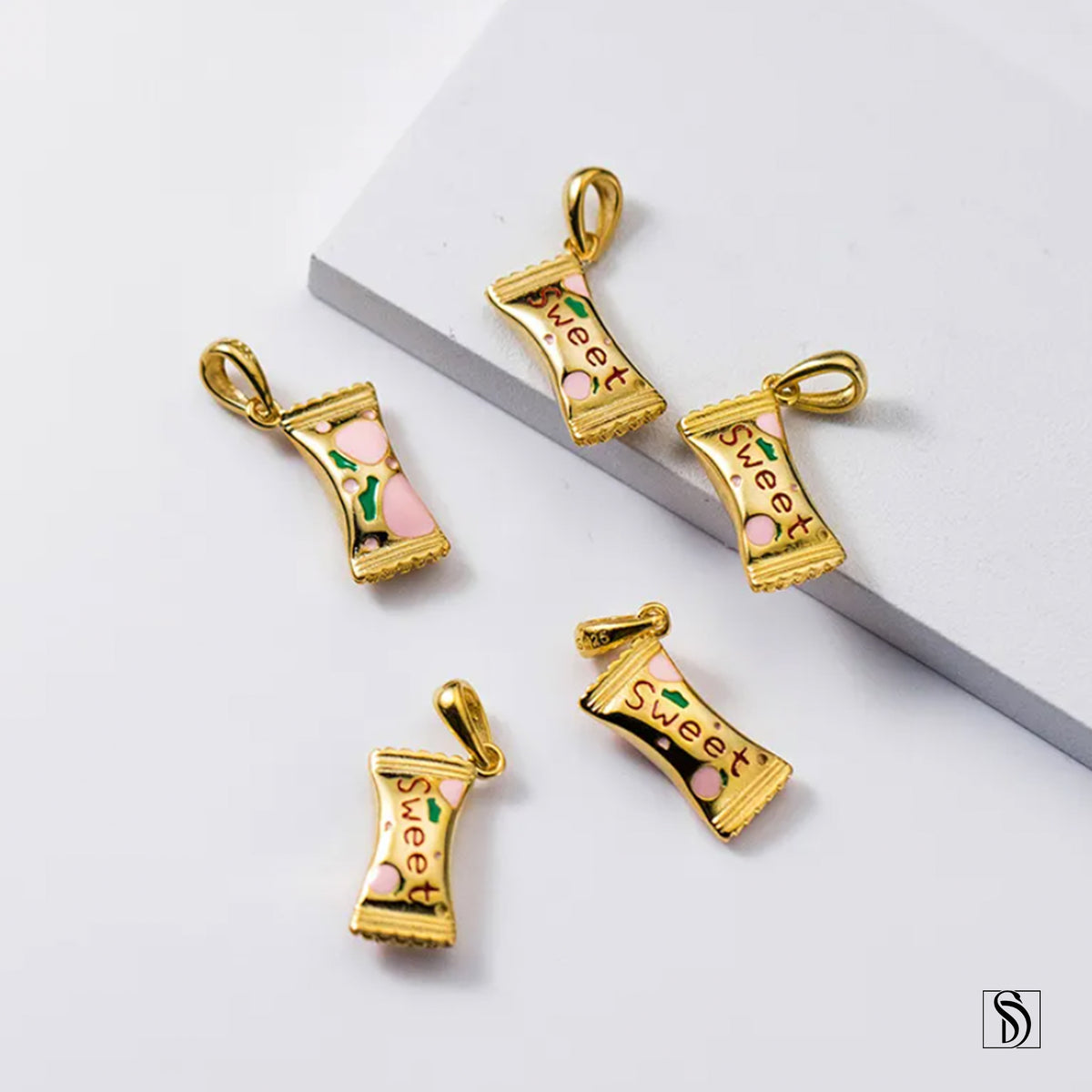 Gold Sweet Treat Candy Pendant Necklace