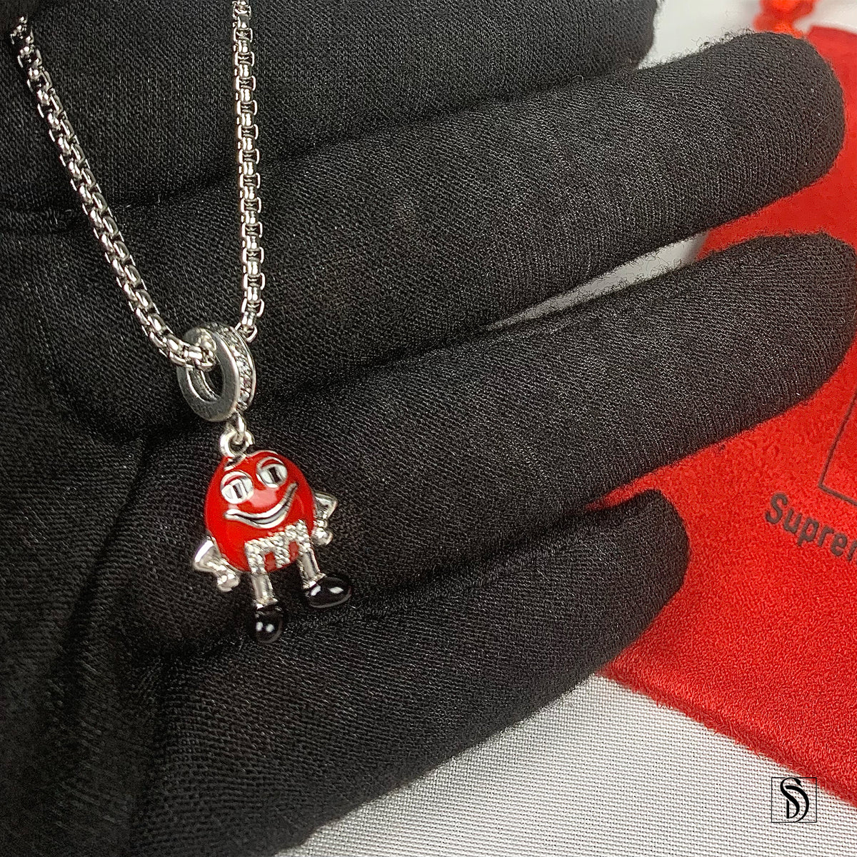 Red M&M Pendant Necklace