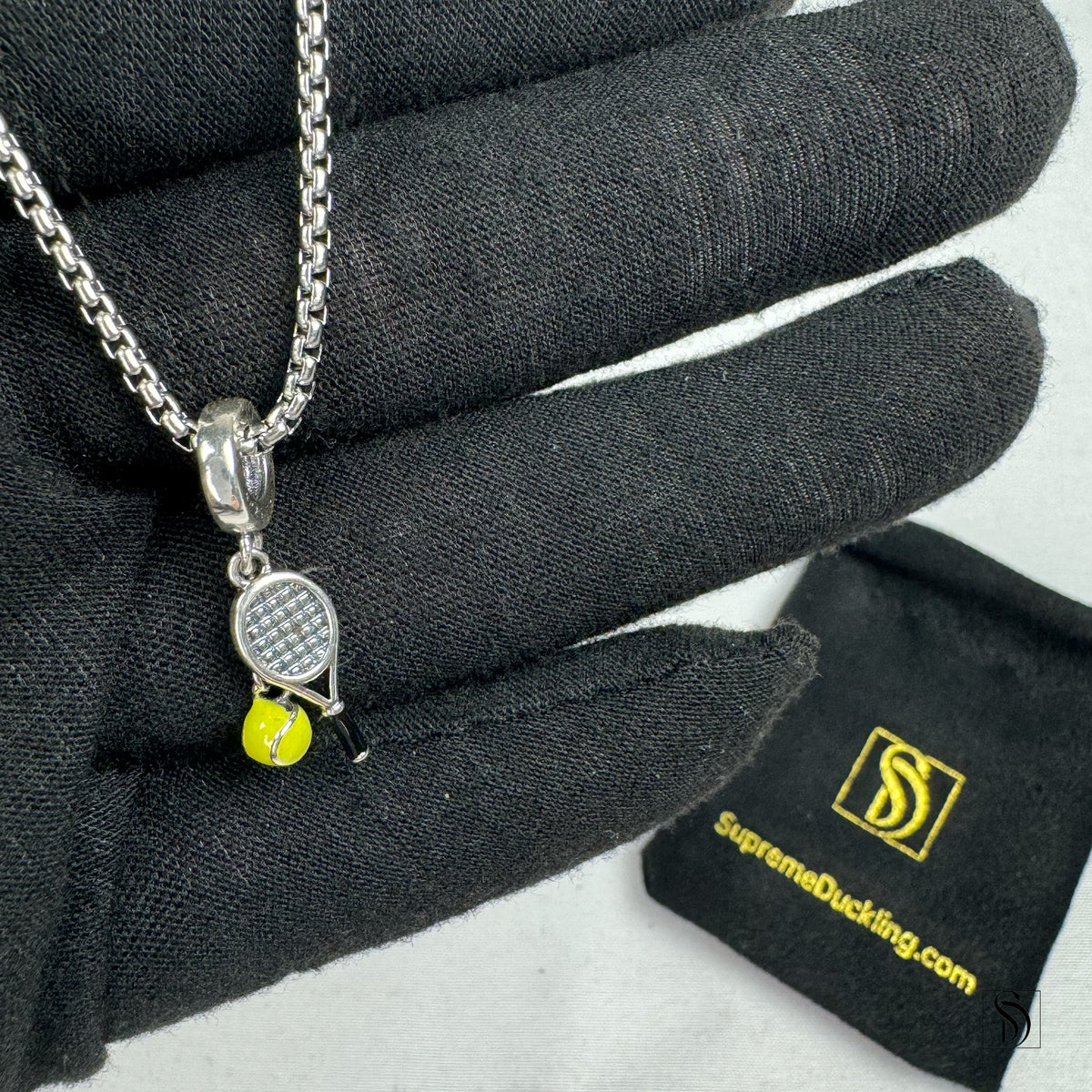 Tennis Ball Racket Pendant Necklace