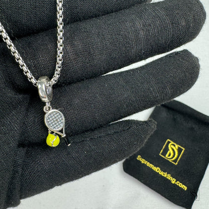 Tennis Ball Racket Pendant Necklace