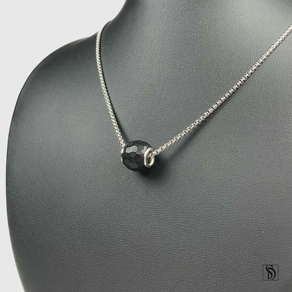 Black Crystal Bead Charm Necklace