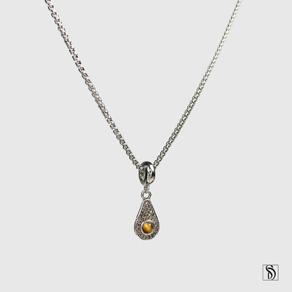 Silver Avocado Tiger Eye Pendant Necklace
