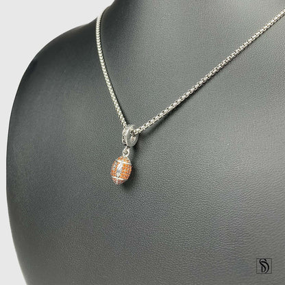 Silver American Football Pendant Necklace