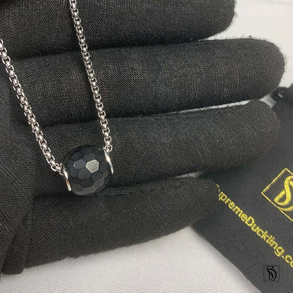 Black Crystal Bead Charm Necklace