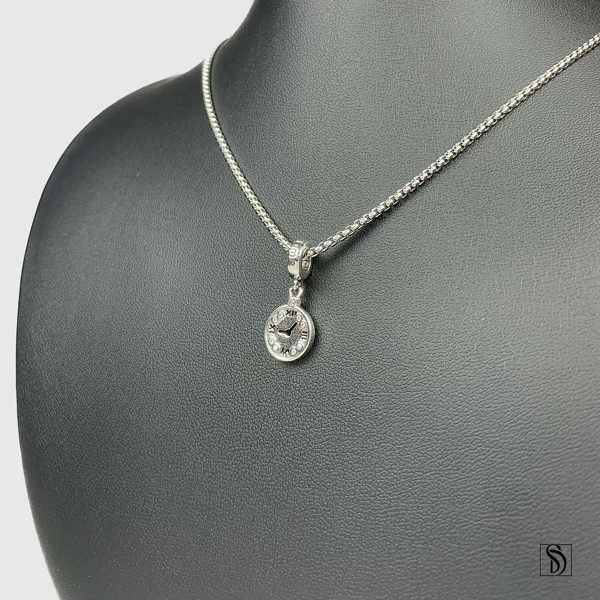 Silver Clock Time Management Pendant Necklace