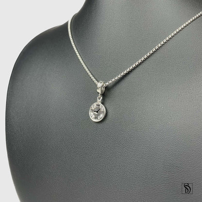 Silver Clock Time Management Pendant Necklace