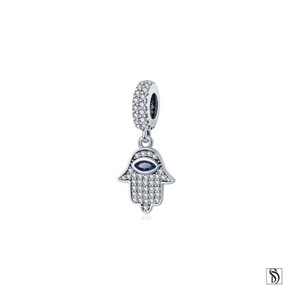 Silver Hamsa All Seeing Eye Necklace