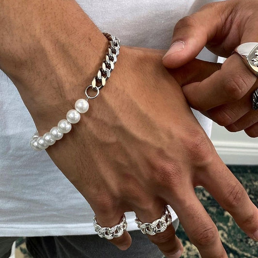 B1 Pearl Cuban Bracelet